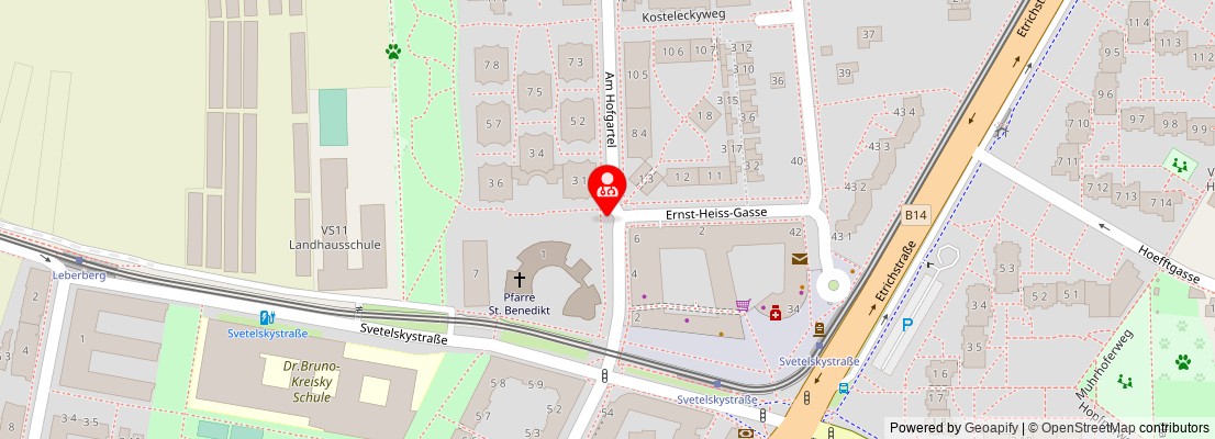 Street map section around the address