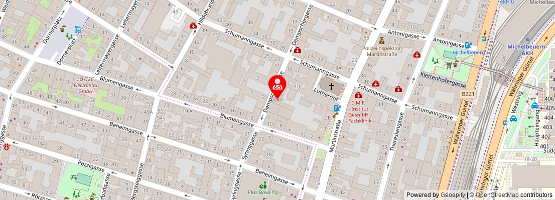 Street map section around the address