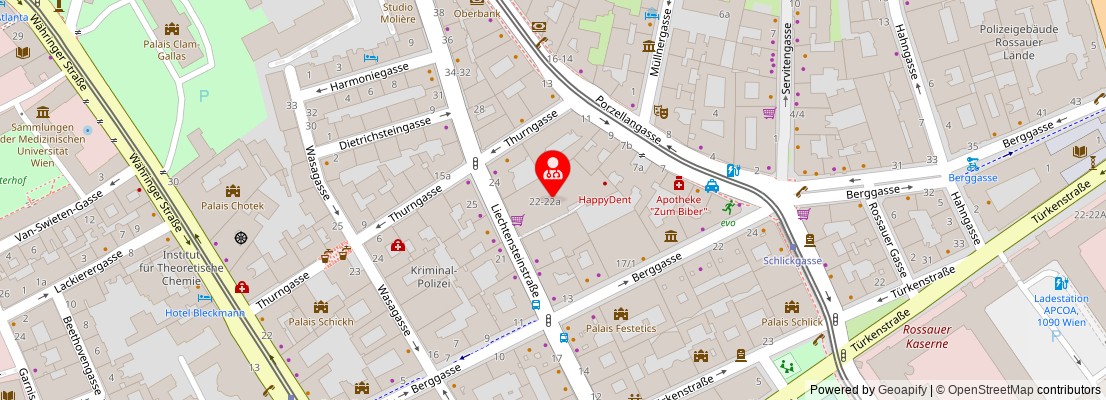 Street map section around the address