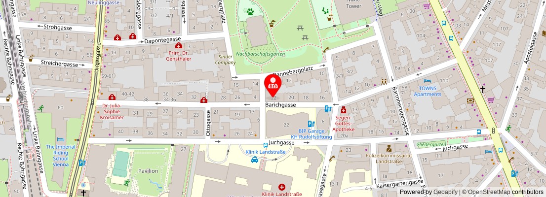 Street map section around the address