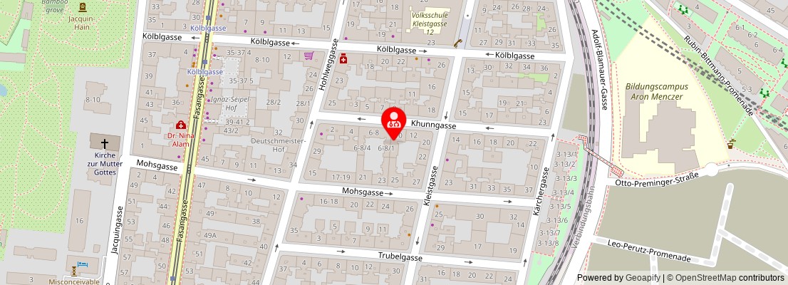 Street map section around the address