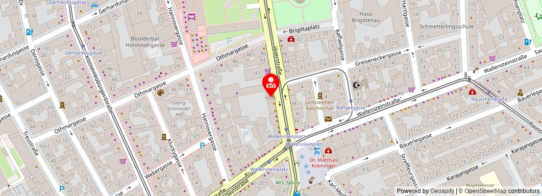 Street map section around the address