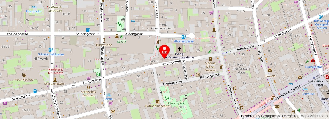 Street map section around the address