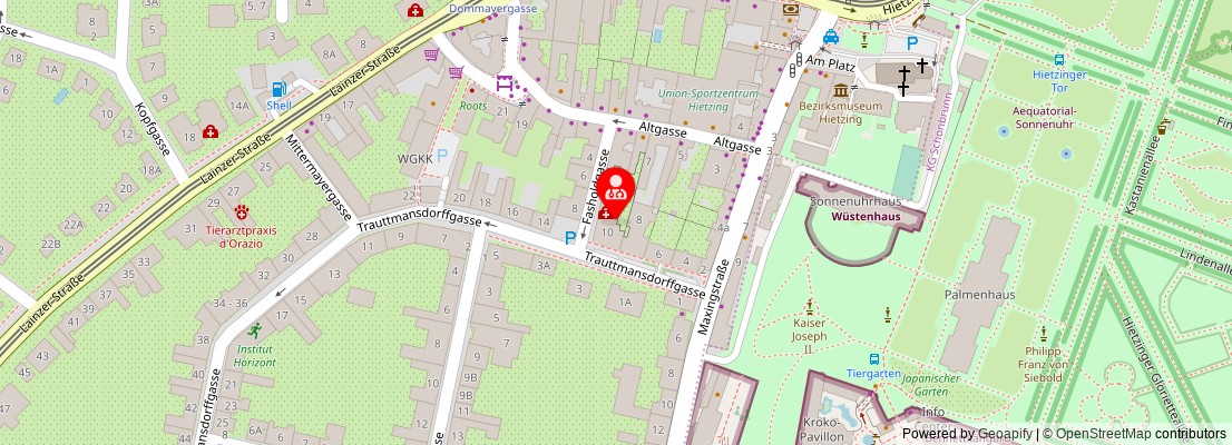 Street map section around the address