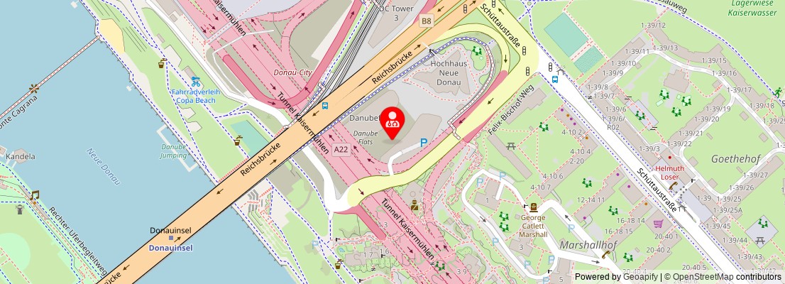 Street map section around the address