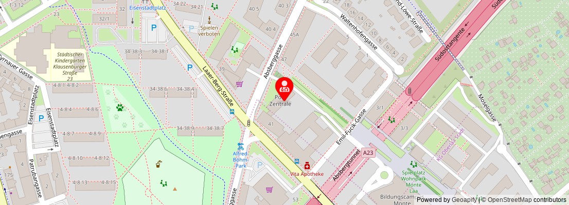 Street map section around the address