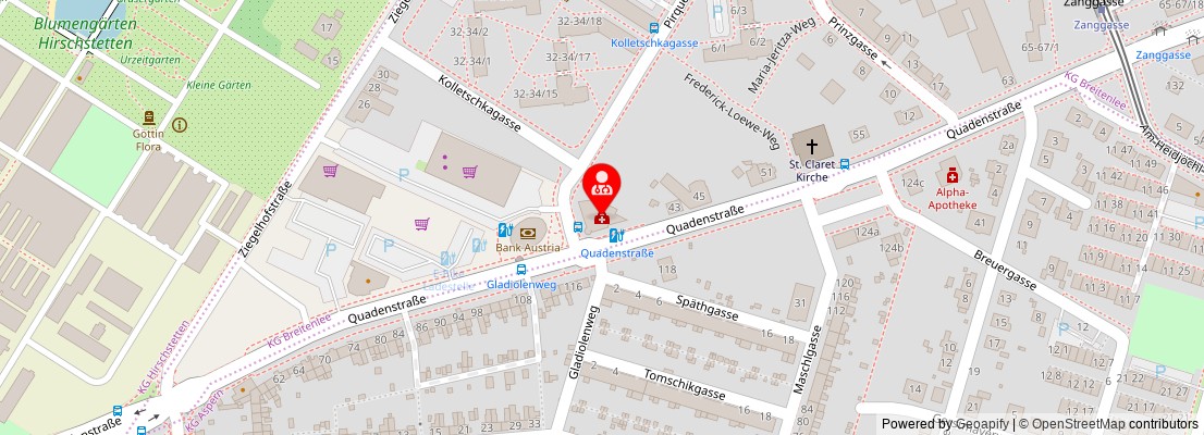 Street map section around the address