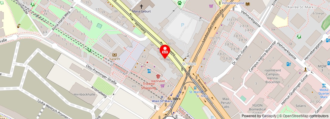 Street map section around the address