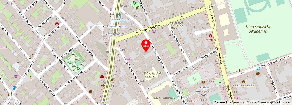Street map section around the address