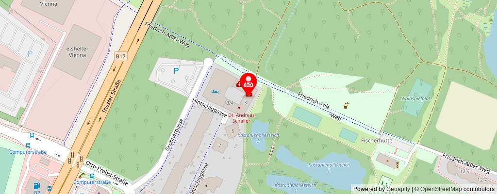 Street map section around the address