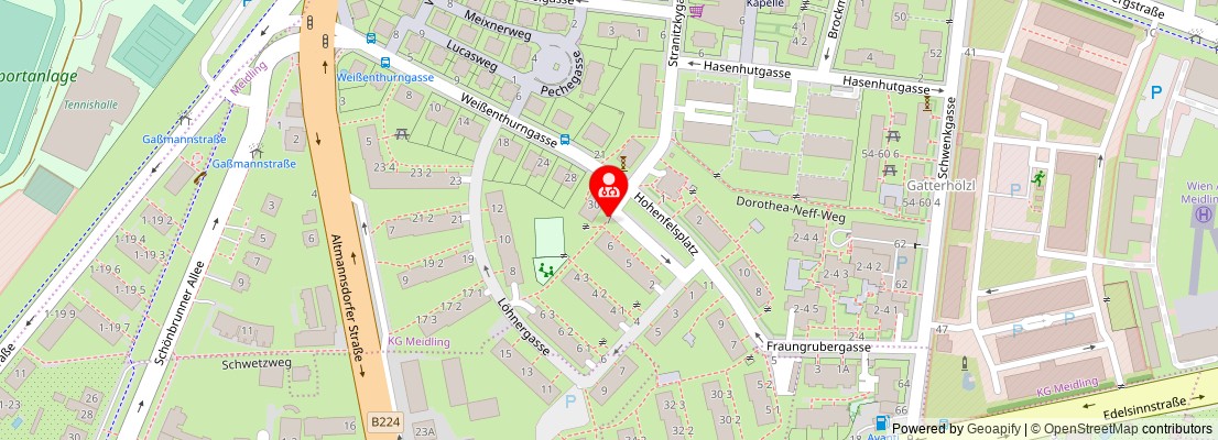 Street map section around the address