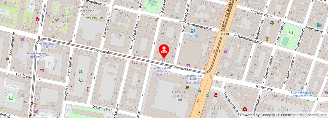 Street map section around the address