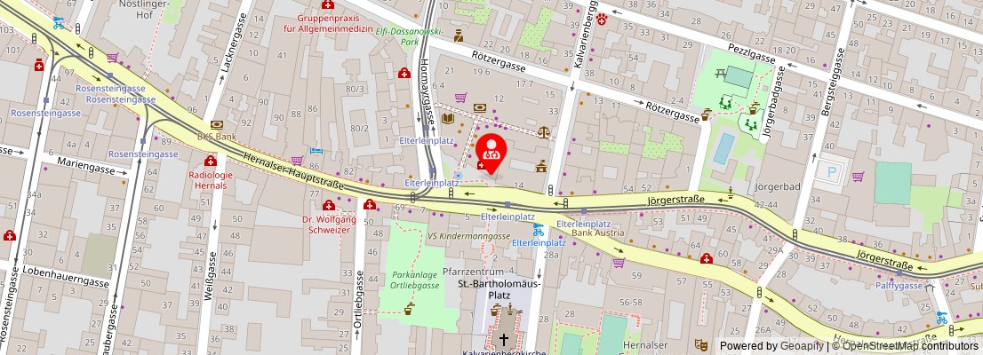 Street map section around the address