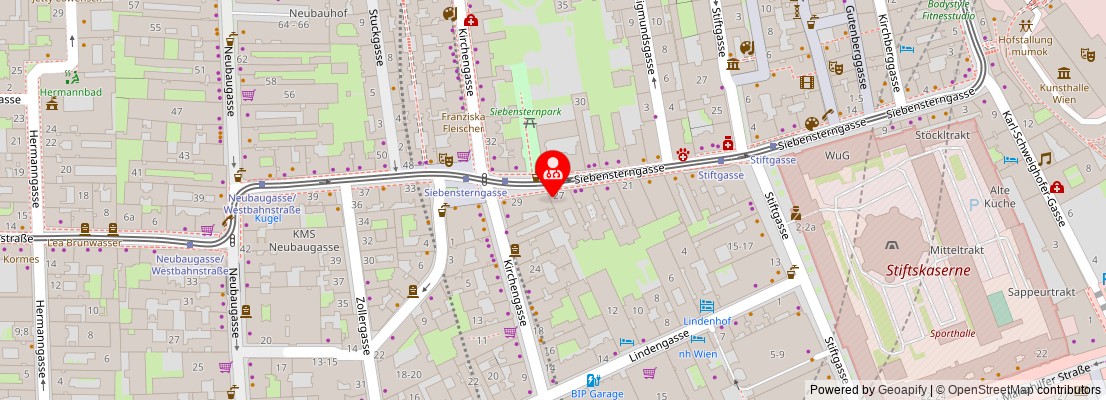 Street map section around the address