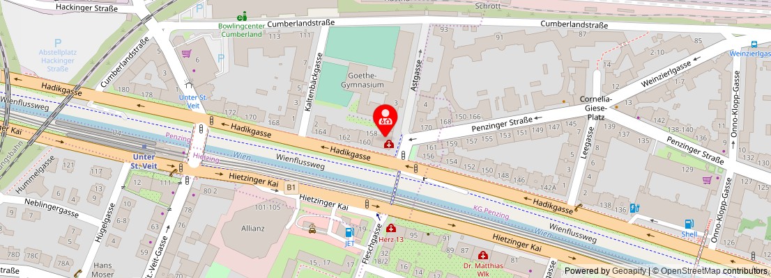 Street map section around the address