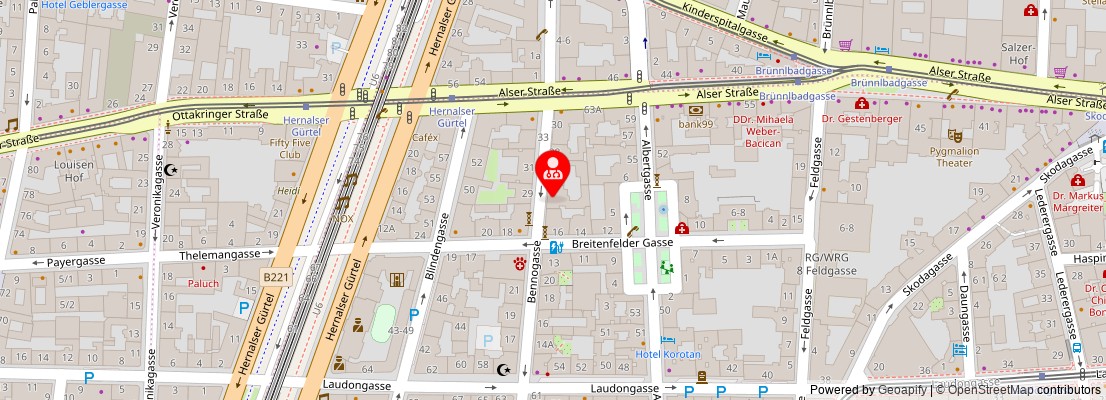 Street map section around the address