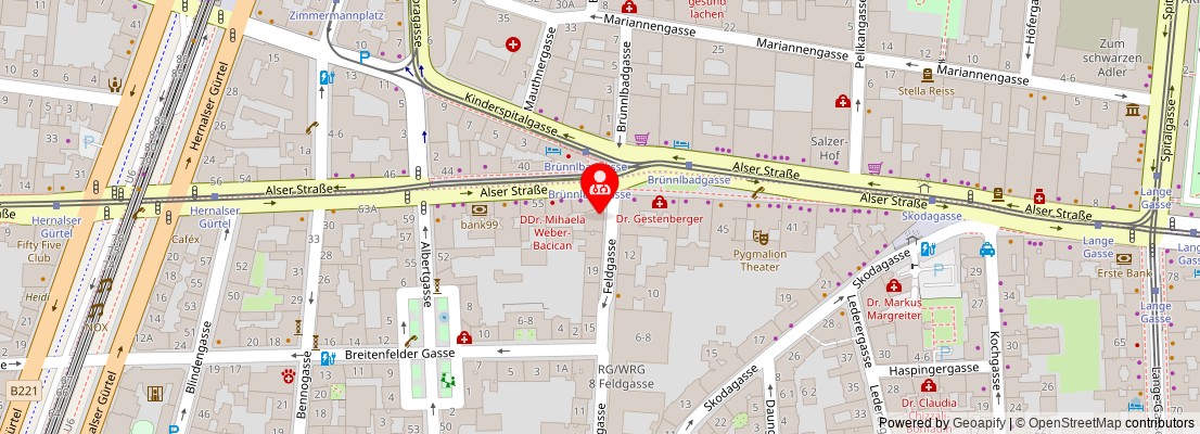 Street map section around the address