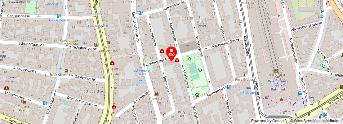 Street map section around the address