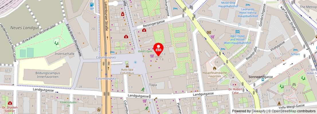 Street map section around the address