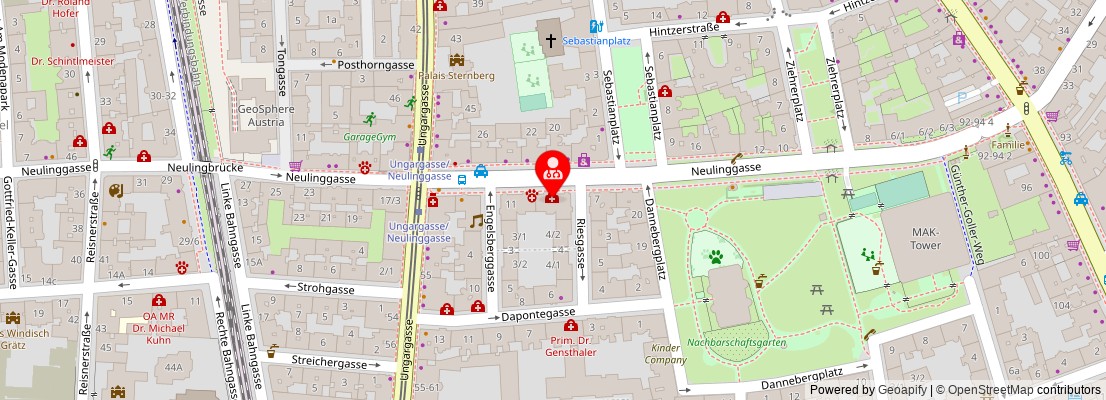 Street map section around the address
