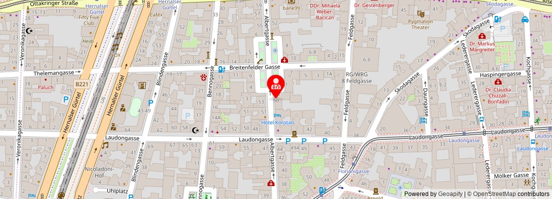 Street map section around the address