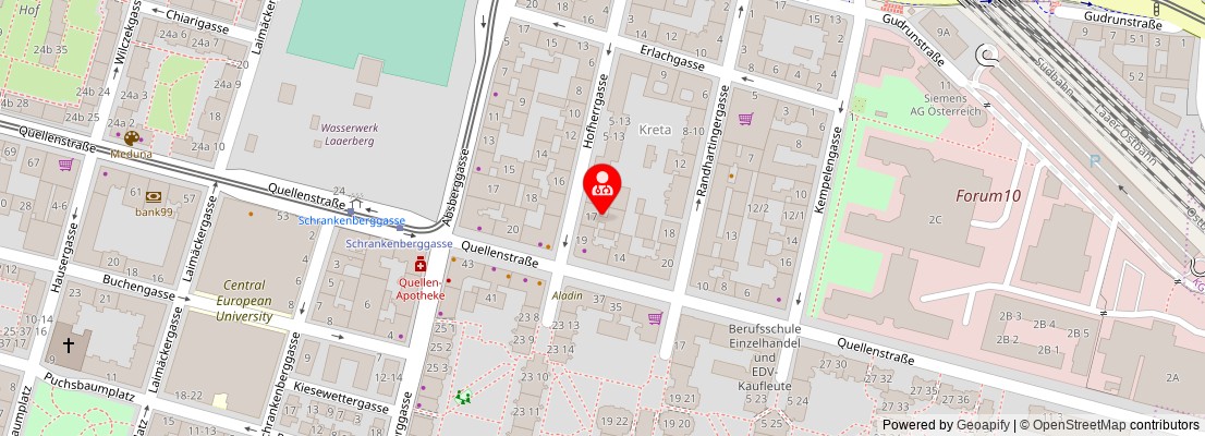 Street map section around the address