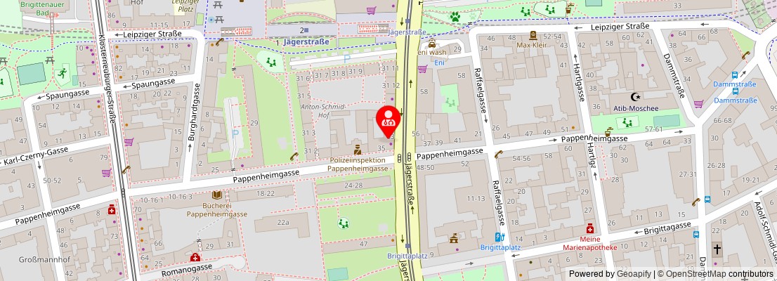 Street map section around the address