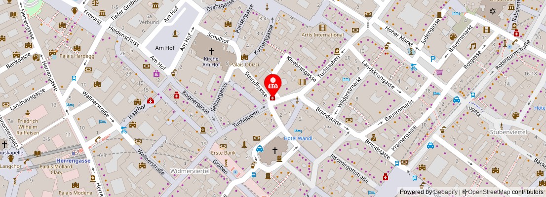 Street map section around the address