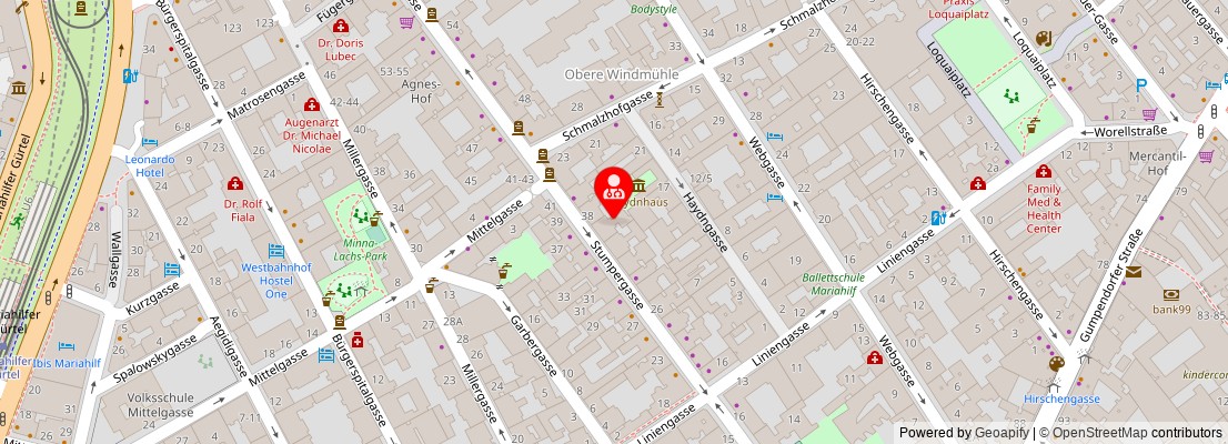 Street map section around the address