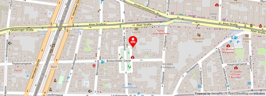 Street map section around the address