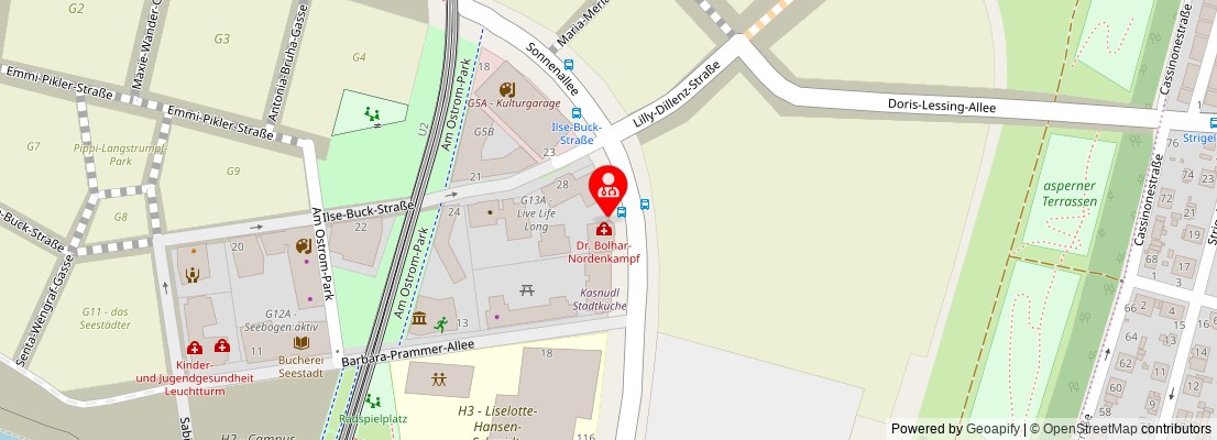 Street map section around the address