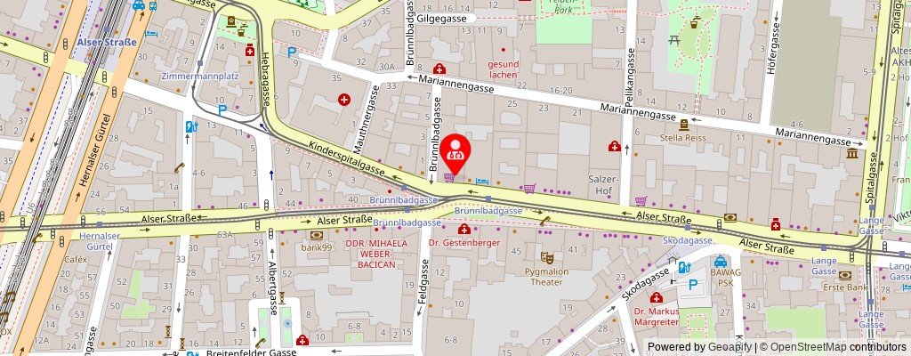 Street map section around the address