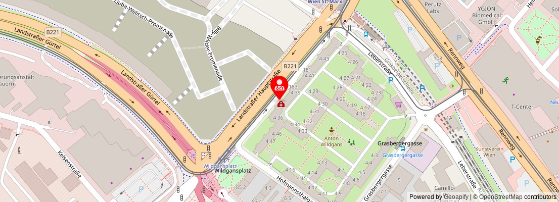 Street map section around the address