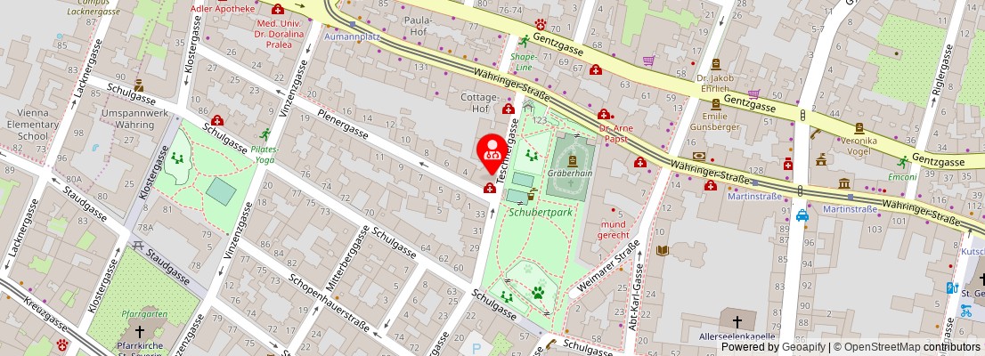 Street map section around the address