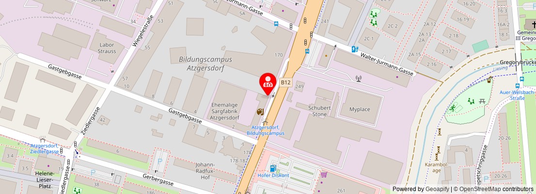 Street map section around the address