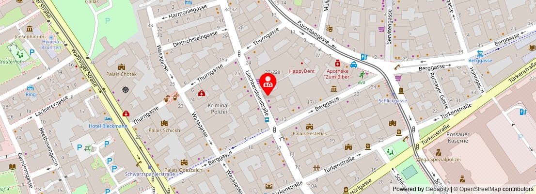 Street map section around the address