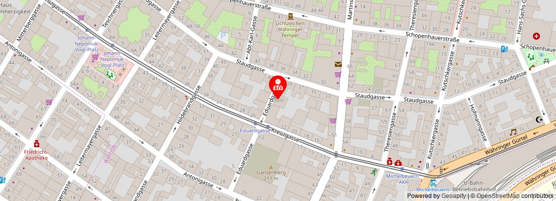 Street map section around the address