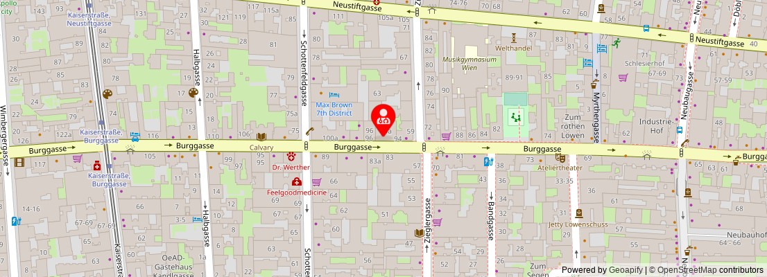 Street map section around the address