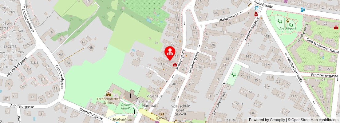 Street map section around the address