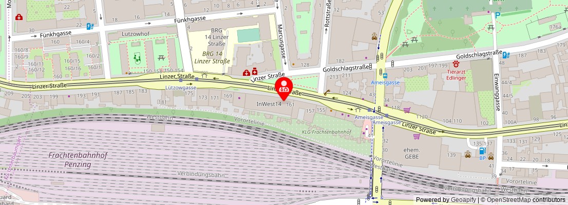 Street map section around the address