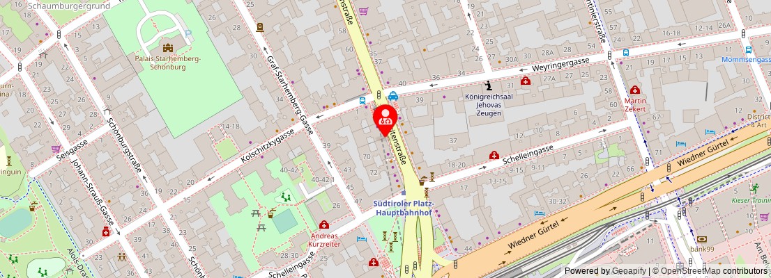 Street map section around the address