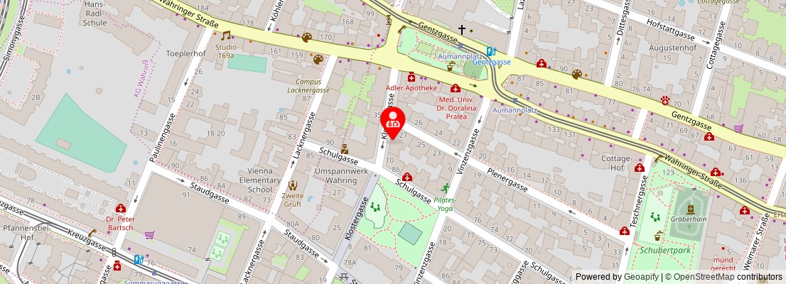 Street map section around the address