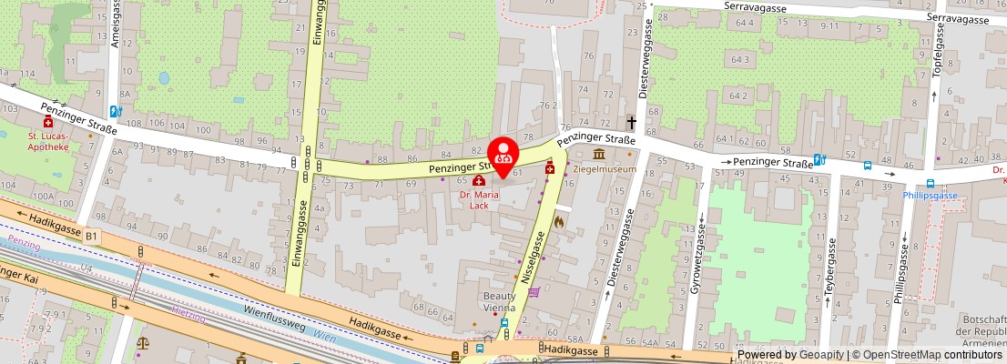 Street map section around the address