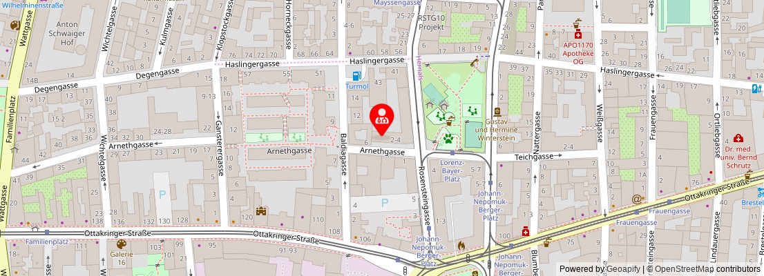 Street map section around the address