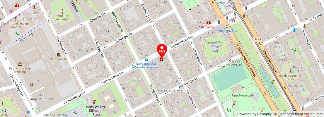 Street map section around the address