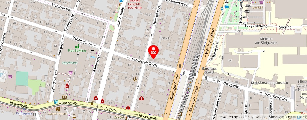 Street map section around the address