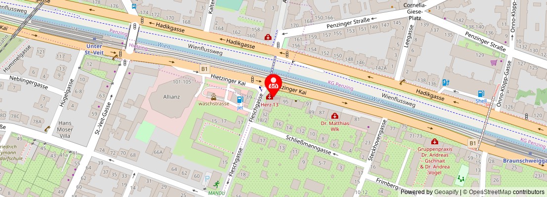 Street map section around the address