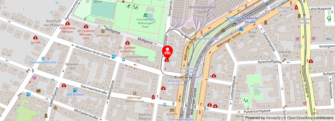 Street map section around the address