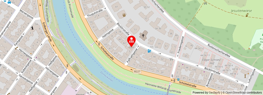 Street map section around the address