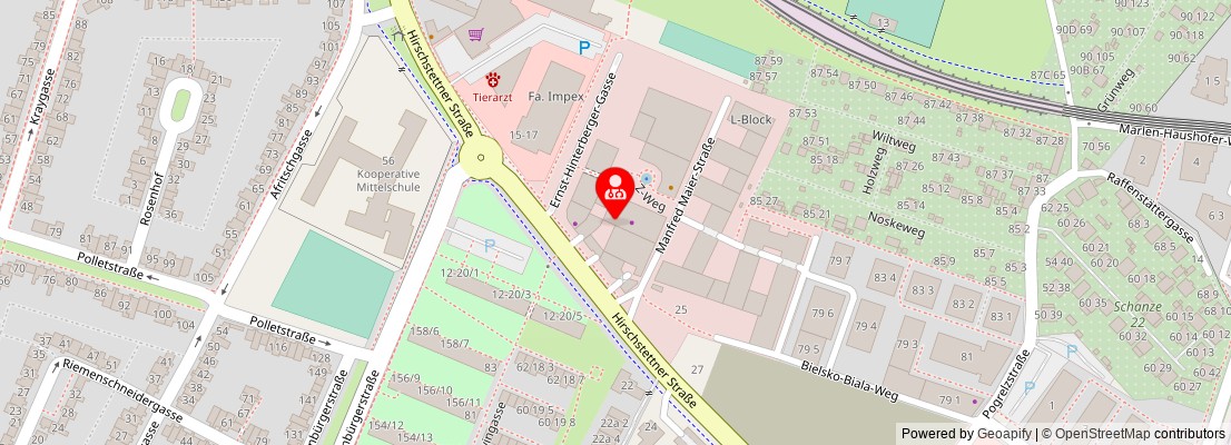 Street map section around the address